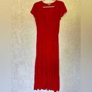 Knox Rose Red V-Neck Tiered Maxi Dress